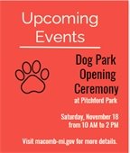 Macomb Township Dog Park Opening Ceremony will be on Saturday, November 18. 