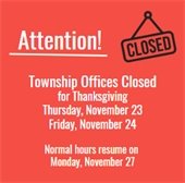 Macomb Township Offices will be closed on November 23 and 24 for Thanksgiving. 