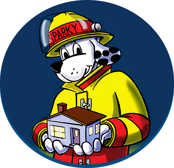 Sparky the Fire Dog, a cartoon dalmatian that helps teach children about fire safety. 